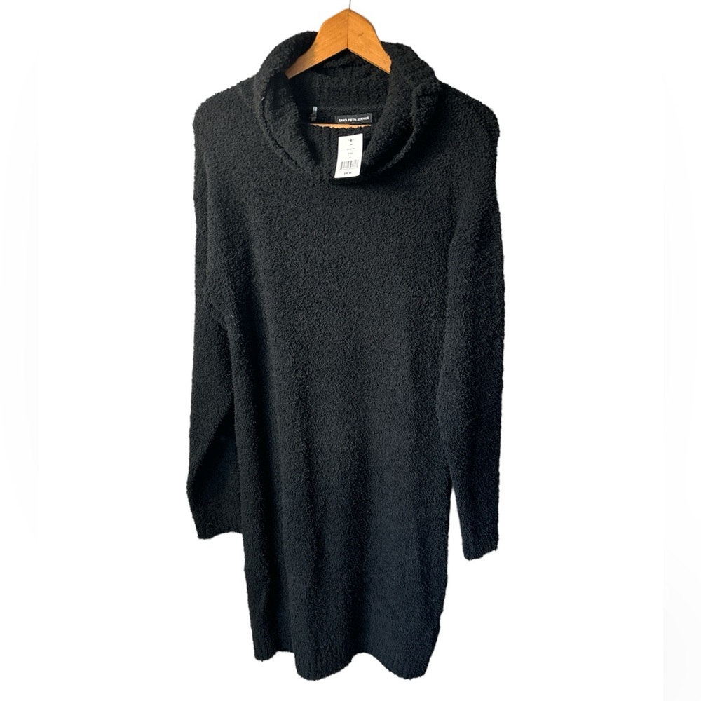 NWT Saks Fifth Avenue black midi cowl neck Sweater dress in size medium. Career